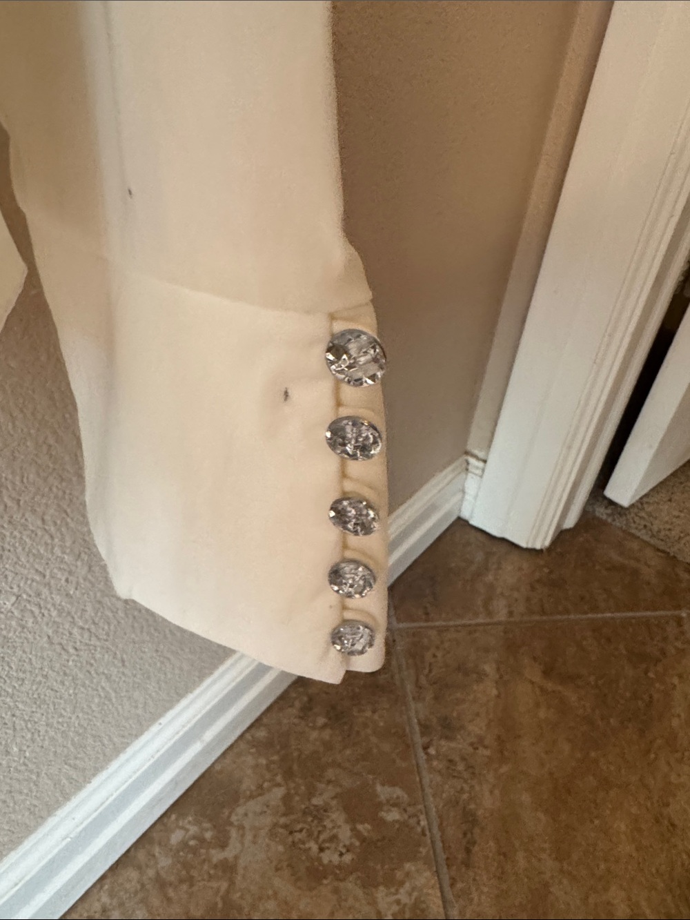 Cache Cream Ruffled Blazer Jacket with Rhinestone Buttons - Picture 4 of 7